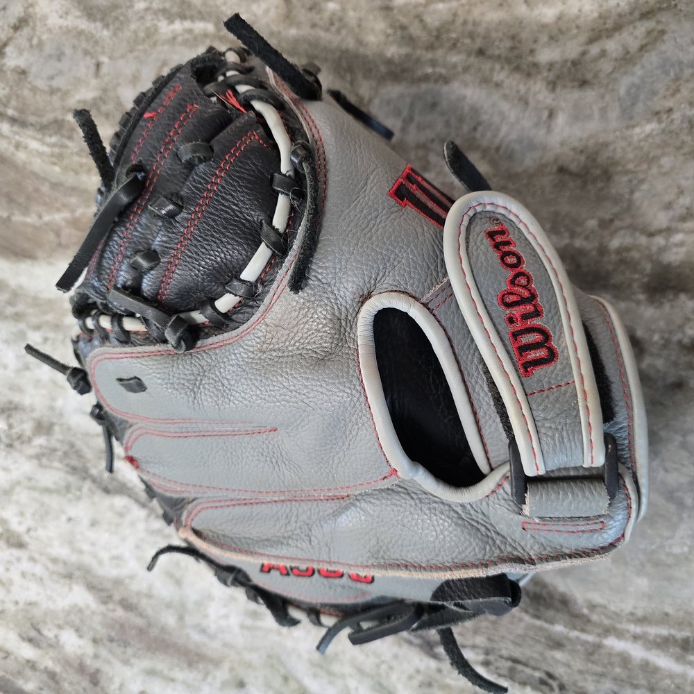 Wilson Gray Baseball Glove with Red Accents